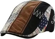 [howkuhat] Men's Adjustable British Casual Newsboy Cap Flat Cap Women Patchwork Beret Driving Hat for Casual Wear Event Travel