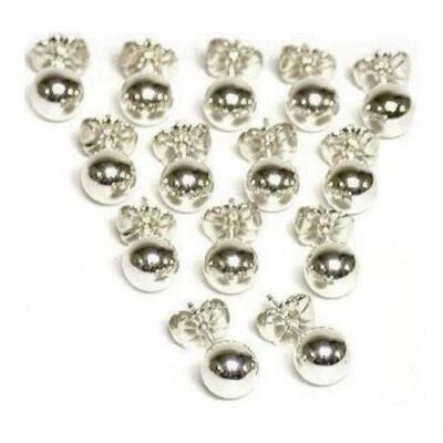 14 Sterling Silver 6mm Ball Earrings & Backs