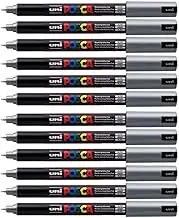 Posca PC-1MR Silver Colour Paint Marker Pens Ultra Fine 0.7mm Calibre Nib Tip Writes On Any Surface Glass Metal Plastic Fabric Stone Wood (Pack Of 12)
