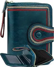 [Farcauo] Blue Wallet for Women and Ladies Small Minimalist Coin Purse with Credit Card Holder and ID Window Kawaii Travel Cash Wallet for Ladies