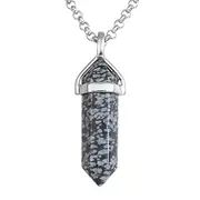 Snowflake Obsidian Double Point Necklace - Free Chain - Power • Healing • Protection • Determination - Crystal Healing