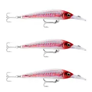 3x Rapala 16cm X Rap Magnum Xtreme Shallow Dive Troll Fish Lure -HD Red Head UV