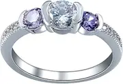 [Bigood] Jewelry Plated 925 Sterling Silver Crystal CZ Women Wedding Rings Purple