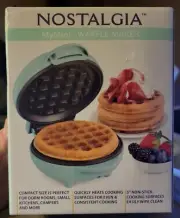 New in Box Sealed Nostalgia My Mini Waffle Maker Teal - B3