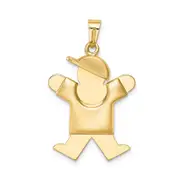 14k Yellow Gold Puffed Boy w/Hat on Right Engravable Charm