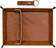 Valet Tray Desk Organiser, PU Leather Valet Tray, PU Leather Organiser for Desk - Catchall Travel Plate for , Bedroom, Washbasin, Bathroom, Living Room