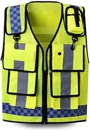 [LORGL] Reflective Vest Vis Vests with Chest Pocket and Zipper Reflective Running Vest High Vis Vest Reflective Vest Warehouse Management Safety Vest