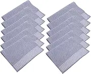 12pcs Linen Cotton Napkins Dinner Napkins Stripes Heat Insulated Reusable for Home Parties