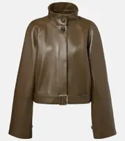 [Loewe] Loewe Anagram leather jacket UK 16 green