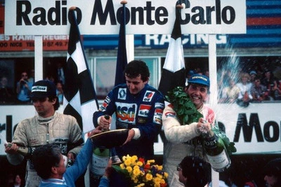 Winner Alain Prost FRA Renault RE30 his first GP win with John Wat- Old Photo
