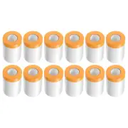 12 Rolls Pre-Taped Masking Film 21.7"x65.6ft Tape and Drape Plastic Drop Cloth