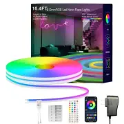 Neon Rope Lights, 16.4FT RGB LED Strip Lights, App Control, IR Remote, Outdoo...