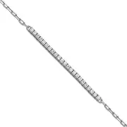 [JewelryWeb] Shimmer 925-Sterling Silver Rhodium Plated CZ 23 Stone Paperclip Link Bracelet 7 Inch-Link-Bracelet for Women