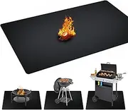 Under Grill Mats for Outdoor Grill, Double-Sided Fireproof, Oil and Waterproof Protective Mat for Grass and Deck, Outerdoor BBQ Mat Fire Pit Mat Fireplace Mat, 99 x 165cm