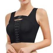 Post-surgery Closure Bra For Women Posture Corrector Compression Shapewear Tops With Support Band Black -L