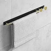 Towel Hanger No Drilling Towel Rack Adhesive Towel Rail Hook Wall Mounted Copper Single Rod for Kitchen Bathroom-Black a LWX