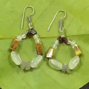 Tiger Eye Fancy Bead Stone Teardrop Shape Drop Dangle Post Earrings