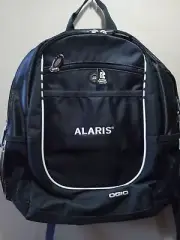 Ogio 'Carbon' Black Embroidered Alaris Logo Audio Pocket Headphone Port Backpack