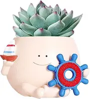 Plant Pots Cute,Resin Flower Container - Modern Boat Pot with Drainage Hole for Outdoor Indoor Home Succulent Cactus Bonsai Display