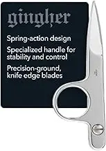 Gingher Spring-Action Knife-Edge Thread Nippers - 4.5" Stainless Steel Shears - Sharp Knife Edge Fabric Scissors - Silver