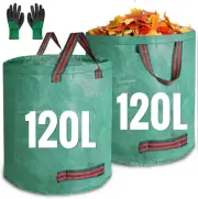 Garden Waste Bags Heavy Duty 120 120 Litre 2 Pack, Reusable Garden Sacks with 1