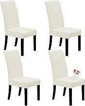 Easy-Going Dining Chair Covers Stretch Dining Room Chair Covers Set of 4, Parsons Chair Slipcovers for Dining Room, Ceremony, Banquet, Ivory