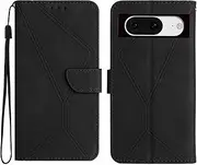 Compatible with Google Pixel 8 5G Case,Compatible with Google Pixel 8 5G Kickstand Flip Card Slot Magnetic Closure Phone Cover Black