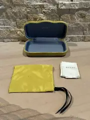 Gucci Eyeglasses Sunglasses Case Yellow Medium Velvet With Bag Cleaning Cloth