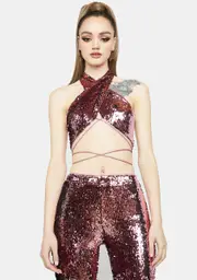 Mauve As You Please Sequin Pants Set