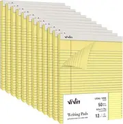 ViVin Legal Pads 8.5 x 11 Inch, 12 Pack, 50 Sheet/Pad, Wide Ruled Lined Note Pads, Perforated Writing Pads, Canary Yellow Paper, Notepads for Office Home School, 600 Sheets (12 Pack of 50)