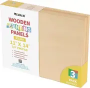 MEEDEN Wood Canvas Panels, 3 Pack of 11x14 Inch Birch Wood Paint Panel Boards, S
