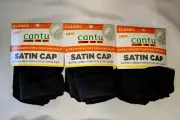 Lot of 3 Cantu Satin Lined Caps for Style or Sleep Black