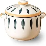 Unique Soup Mug Container Coffee Tea Soup Bowls,Onion Soup Bowl with Handles and Lid,500ml Ceramic Bowl,Microwave and Oven Safe,13.5x11x11.8cm-Blue (Color : White and Yellow1)