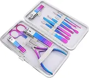 Beatifufu Complete Nail Care Kit 12pcs Stainless Steel Manicure Tools Nail Cutter Clippers Grooming Tools