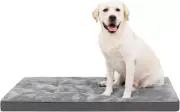 Large Washable Dog Bed 47x29 Inch Non-Slip Mat for Crate Grey Plush