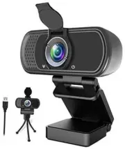 Webcam HD 1080p ,Live Streaming Web Camera with Stereo Microphone, PC Black