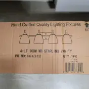 4 Light Starling Vanity Frosted Opal Glass Bright Satin Nickel 100w New Sunset