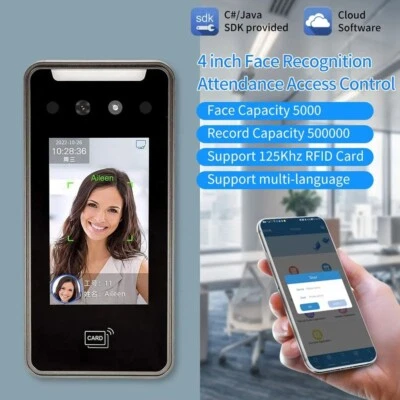 Face Recognition Camera Employee Time Attendance Biometric Wifi Control 4inch