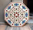 3' Marble Coffee Table Top Shiny stone Inlay Work Entryway Table for Home Decor