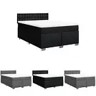 Box Spring Bed with Mattress Bedstead Double Bed Dark Grey Double Fabric vidaXL