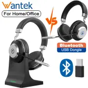 Bluetooth Work Headset with USB Dongle Mic Stereo Gaming Headphone for PC/Phone