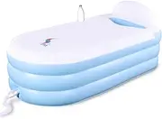 Portable Bathtub, Inflatable Bathtub for Adult, Soaking Bath Tub with Cover & Cushion & Backrest and Cup Holder, Freestanding Bathtub for Home Spa