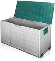 Gardeon Outdoor Storage Box Container Cabinet Bench, 290L Large Lockable Tool Toy Deck Boxes Chest Garden Shed Storages Ottoman Chair Seat Patio Indoor Furniture, with Wheels Handles Green
