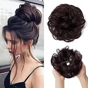 Synthetic Hair Bun Extensions Messy Curly Elastic Hair Scrunchies Hairpieces Synthetic Chignon Donut Updo Hair Pieces for Women (Bulk Buy : 1 PC, Color : Dark Chocolate)