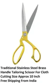 1 x Traditional Stainless Steel Brass Handle Tailoring Scissor For Cloth Cutting