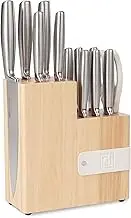 ZUNMARK 13-Piece Magnetic Knife Block Set, Ultra Sharp Knife Set with Steak Knives and Shears, Space-Saving Design for Home and Professional Kitchens(Silver)