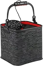 Fishing Bucket – Fish Protection Bucket, Lightweight Fishing Water Holder with Zipper | Compact Foldable Wash Bowl for Outdoor Use, Reusable Travel Utility Bag for Camping Cleaning Gardening Hunting
