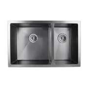 710x450x205mm Grey Black Handmade 304 Stainless Steel Kitchen Sink Double Bowls Under/Topmount