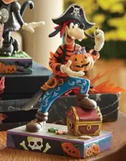 ✤ New JIM SHORE DISNEY Figurine GOOFY PIRATE Halloween Captain Skeleton Pumpkin