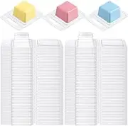 Wesiti Wax Melt Molds Clear Empty Plastic Wax Melt Clamshells Container Molds PET Single Cube 1 oz Square Candle Molds for DIY Chocolates Wax Melt Wickless Candles Soap Making (100 Pcs)